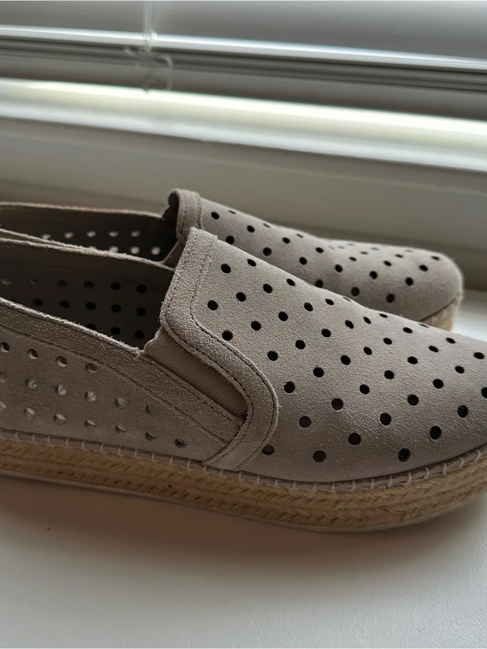 Steve Madden Taupe Perforated Slip-On Espadrille Platform